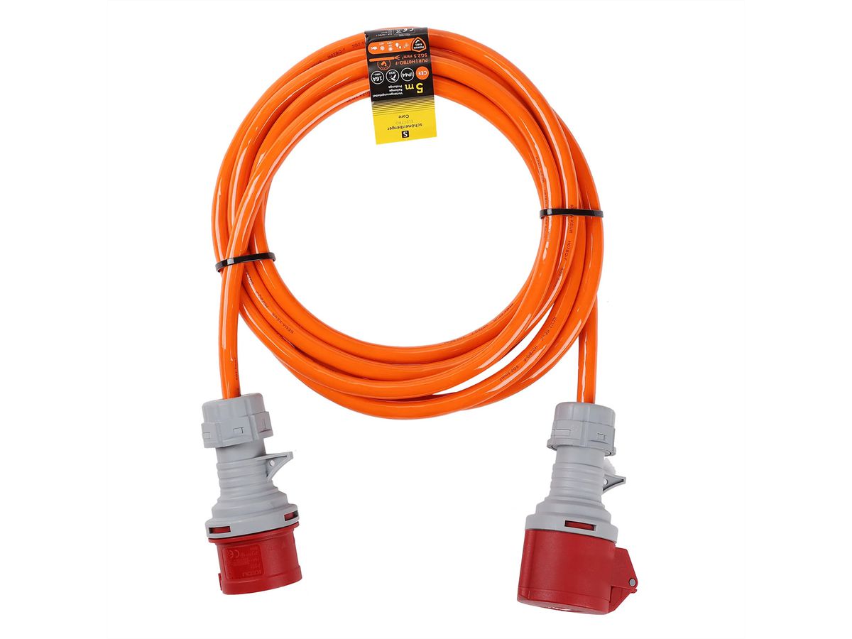 Verlängerung CEE 5P 32A IP44, 5m EPR-PUR H07BQ-F 5G4mm2 , orange