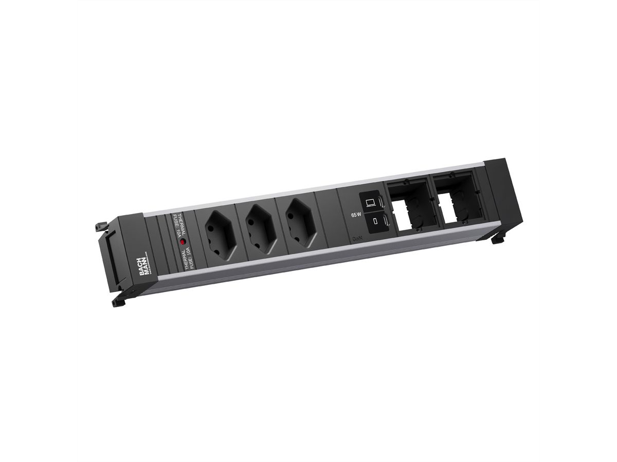 BACHMANN POWER FRAME L 3xCH 0°, 1xUSB C/C 65W 2xCM L=0,2m
