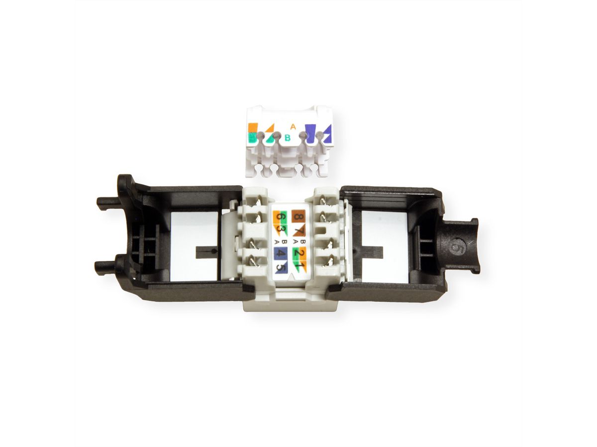 ROLINE Cat.6A (Class EA) Keystone, ungeschirmt, werkzeuglos, weiss