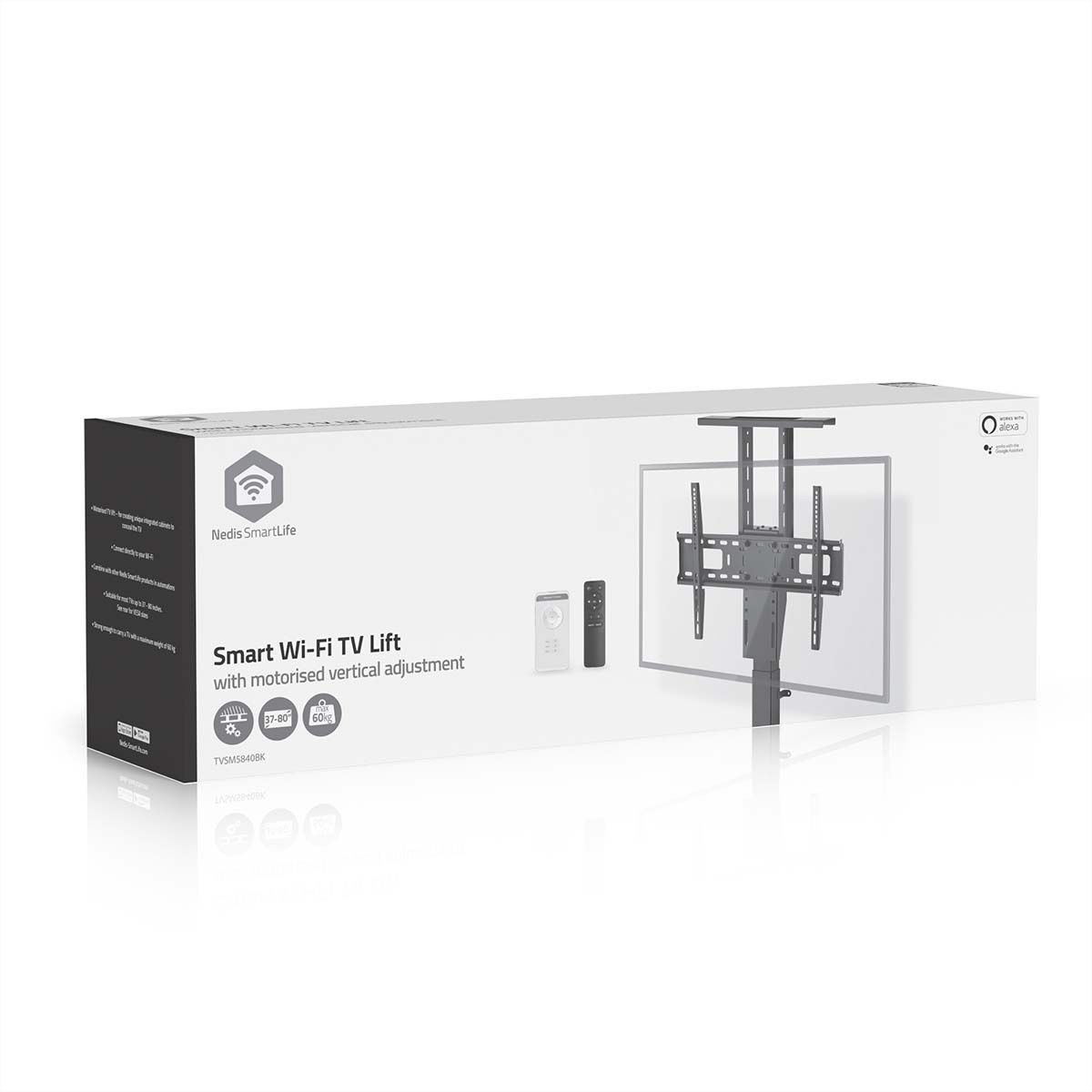Nedis SmartLife motorisierter TV-Lift 37–80" schwarz, Einbau, 60 kg, 79–184 cm Hub