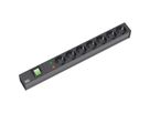 BACHMANN Bâti de prises 19" 7x avec TGB avec interrupteur, noir