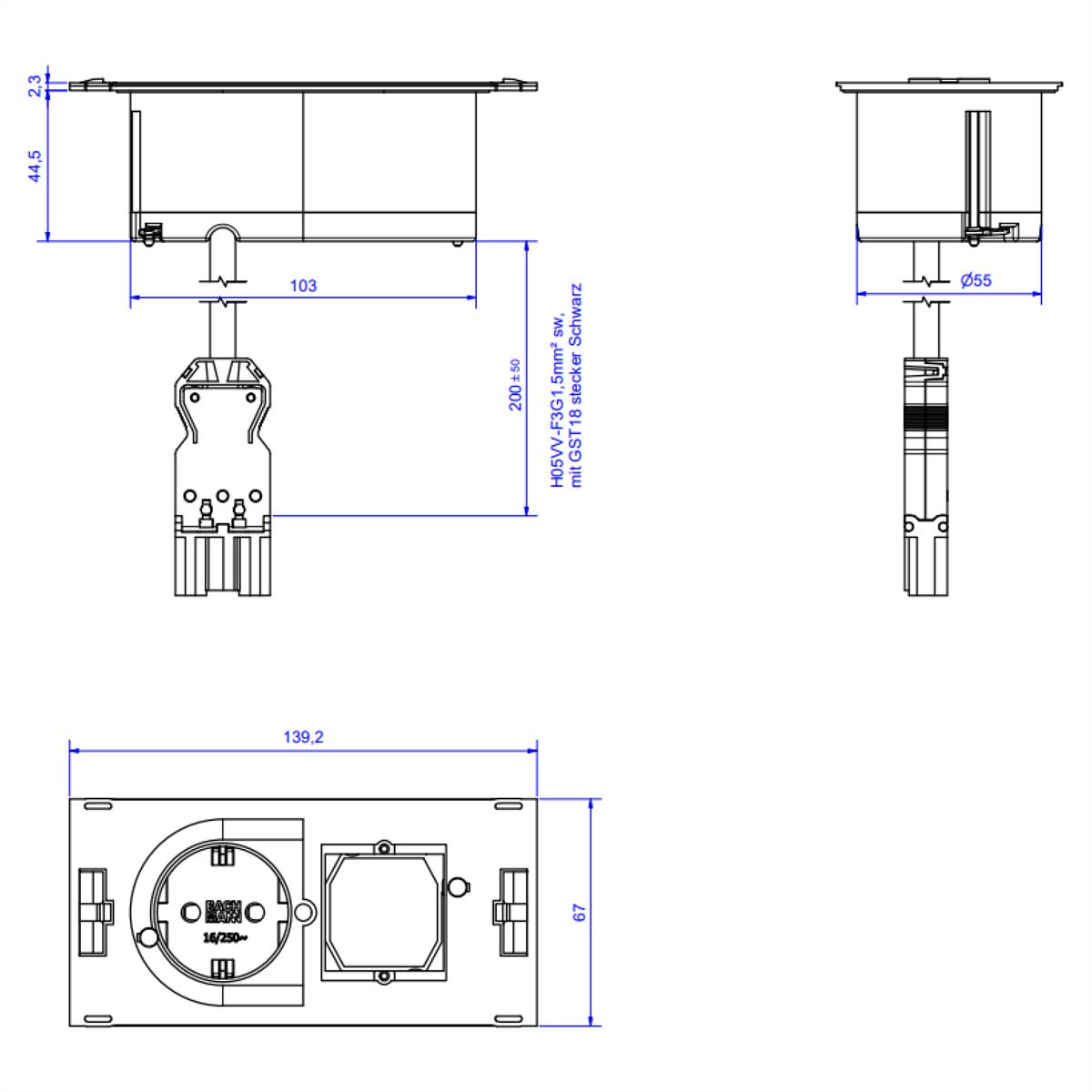 BACHMANN DUE 1xCEE7/3 1xCM 0,2m GST18