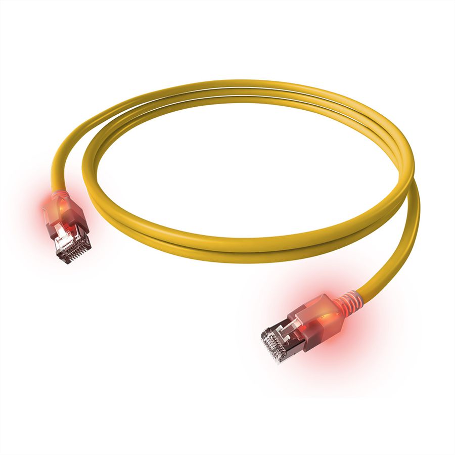 Cordon EasyLan DualBoot® LED Cat.6A (Classe EA) S/FTP, LSOH, jaune, 2 m