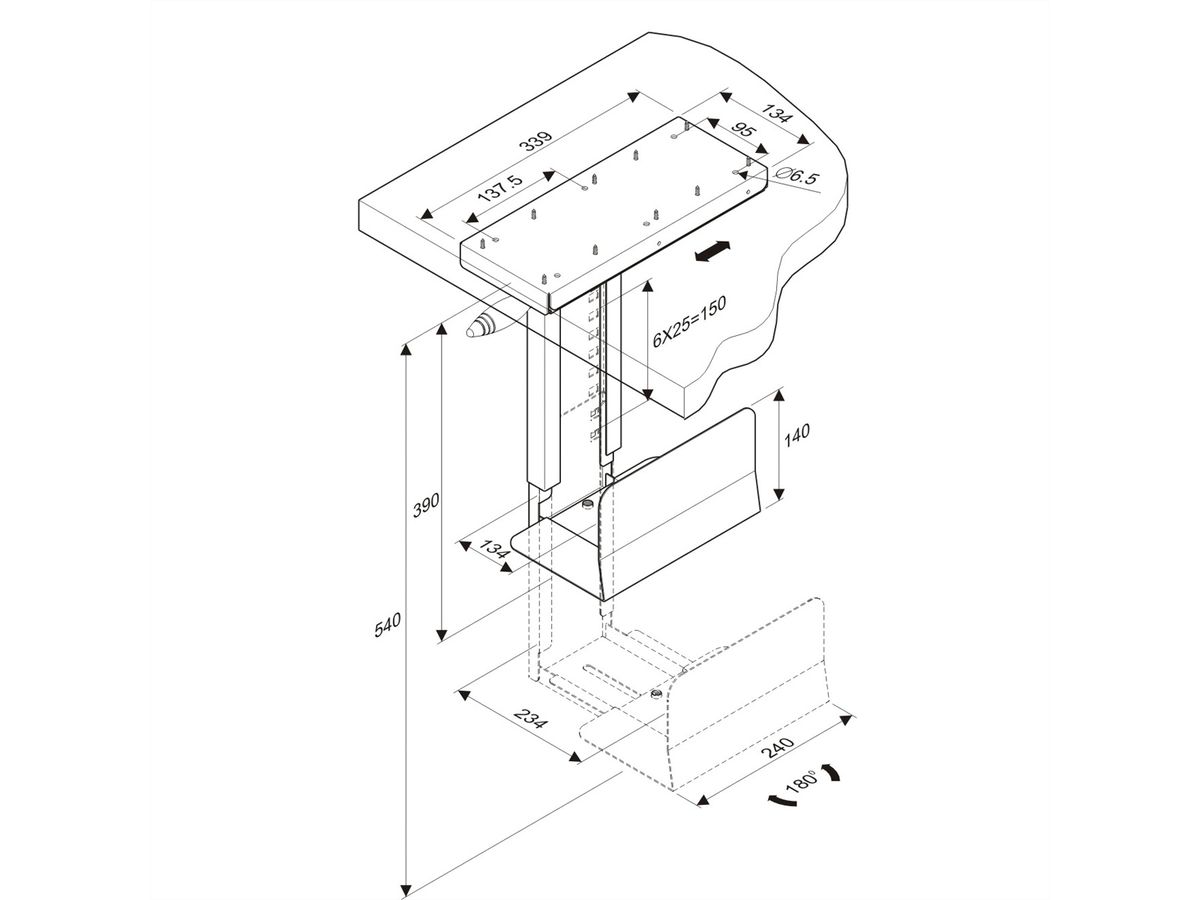 ROLINE support PC pivotant, noir