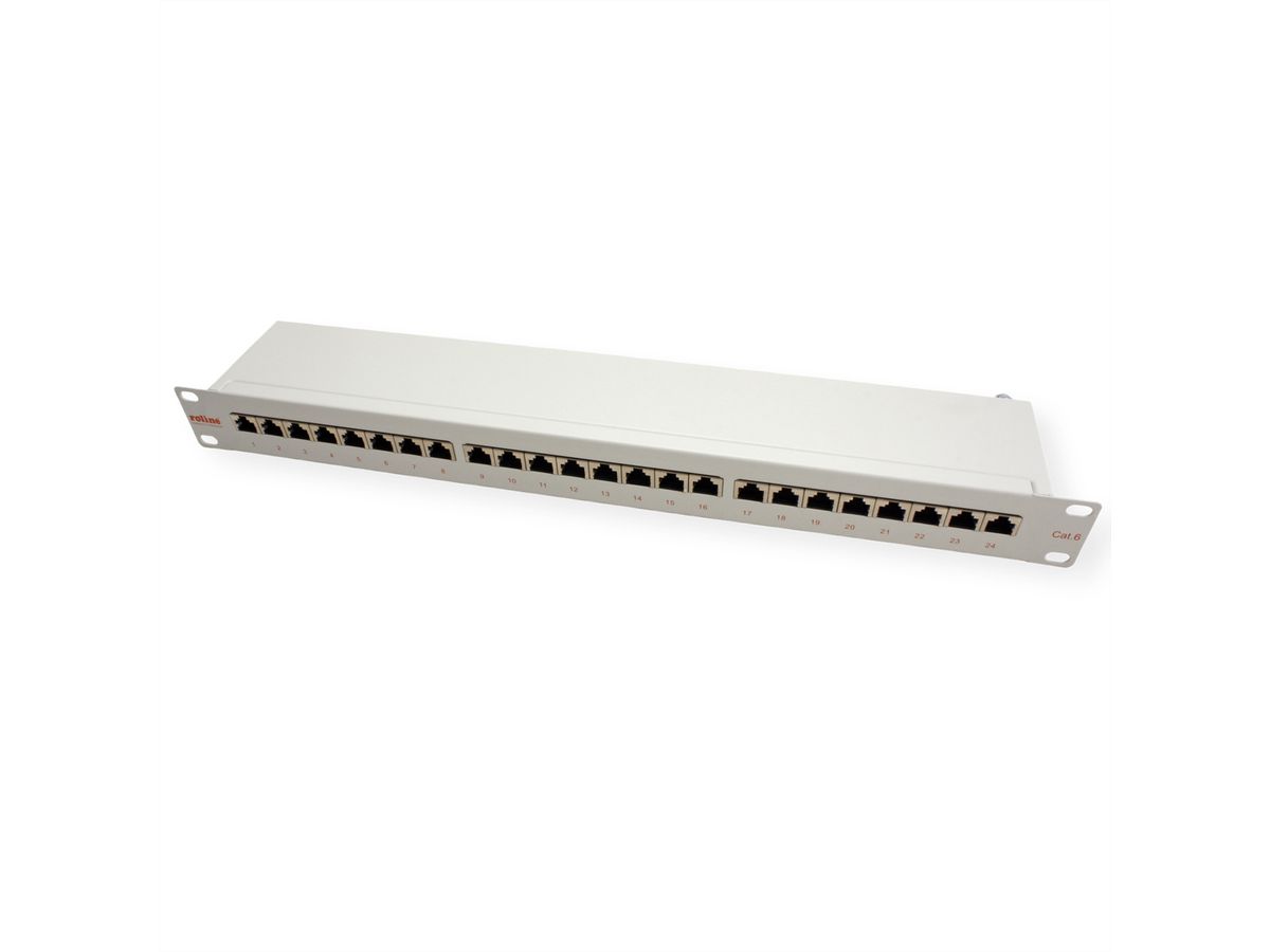 ROLINE Kat.6 (Class E) 19"-Patchpanel, 24P, geschirmt, grau