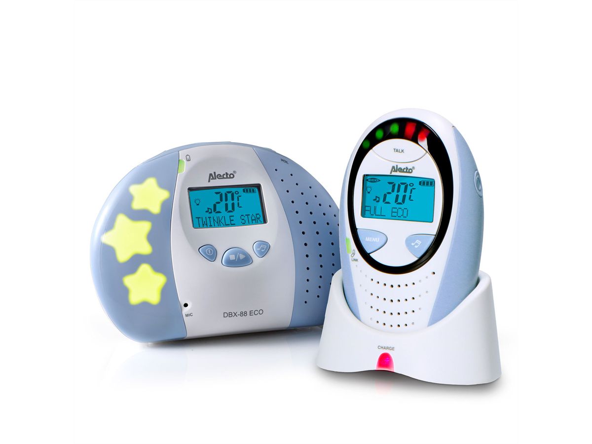 Alecto Full Eco DECT Babyphone DBX-88Eco, Weiss,Blau