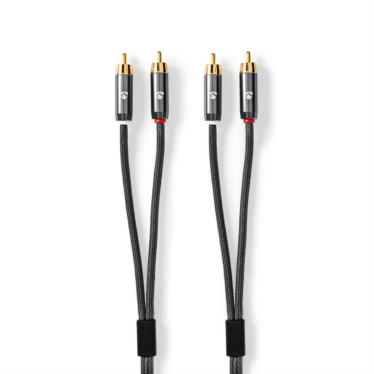 Câble audio stéréo Nedis, 2x RCA, ST/ST, gris, 1 m