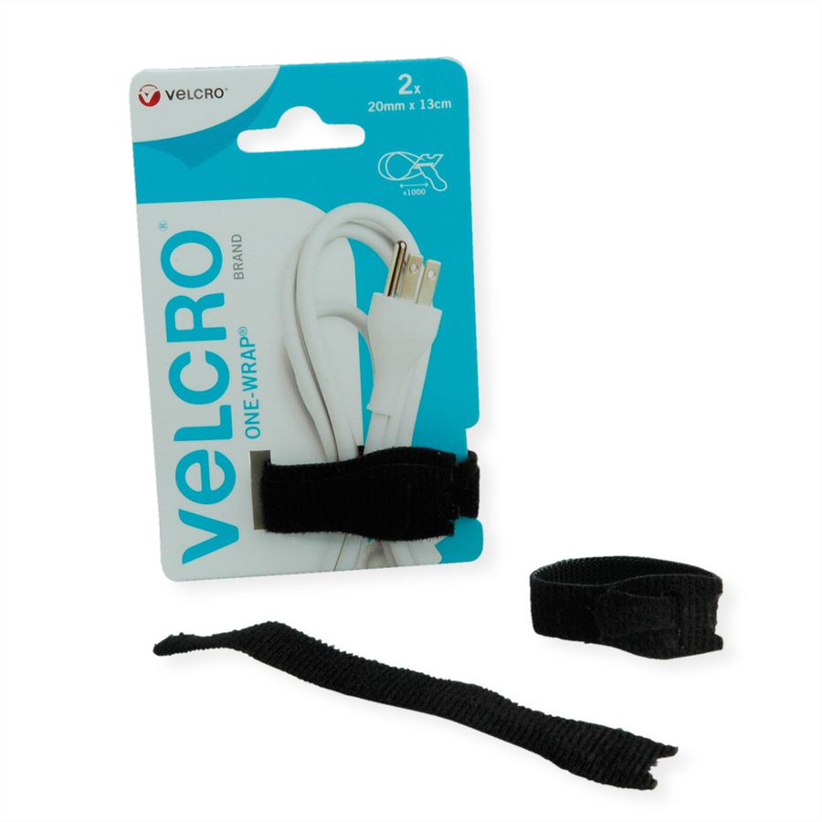VELCRO® ONE-WRAP® Wiederverwendbare Streifen Snack Size, schwarz