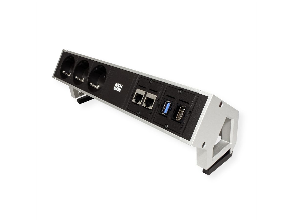 BACHMANN DESK2 3x contact de protection, 2x CAT6, 1x HDMI, 1x USB 3.0