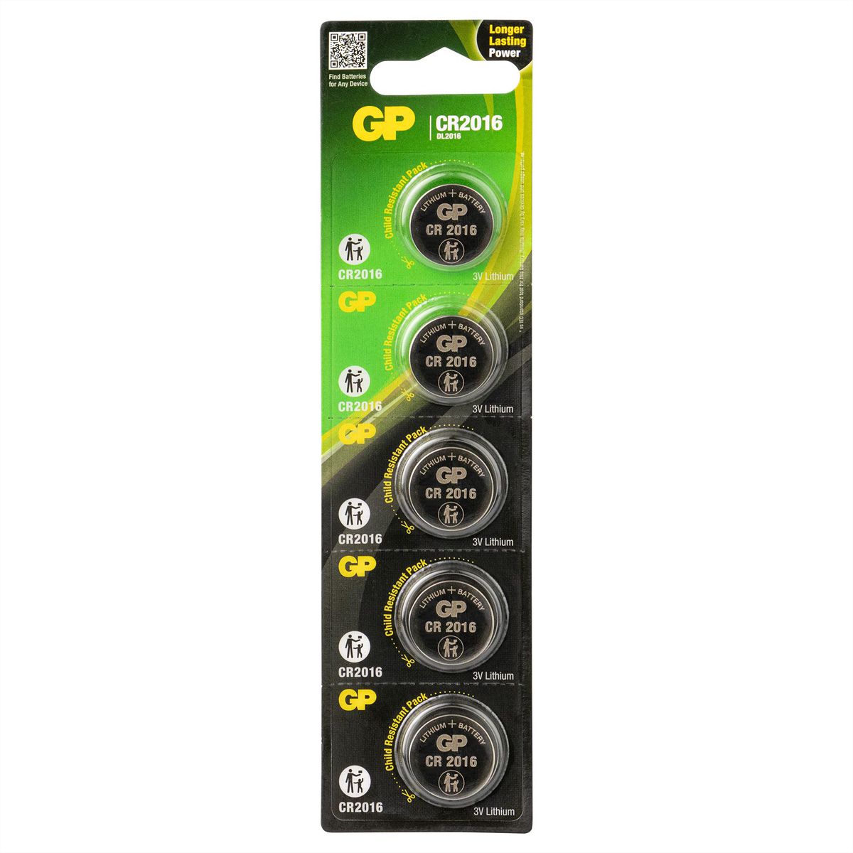 GP Batteries Lithium CR2016 5x 3V Knopfzelle