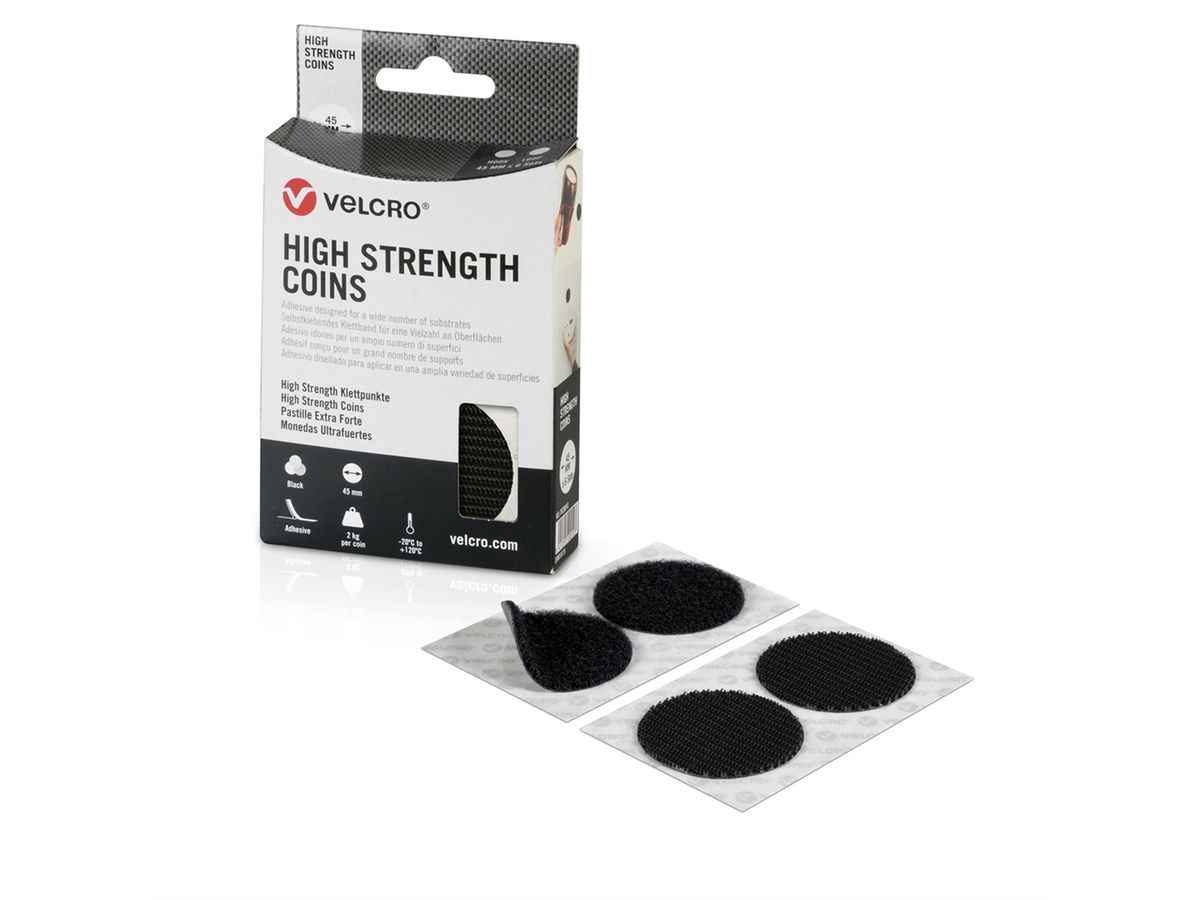 VELCRO® High Strength Fastener 6 Hakenpunkte 6 Flauschpunkte, Haken & Flausch, DM 45mm schwarz