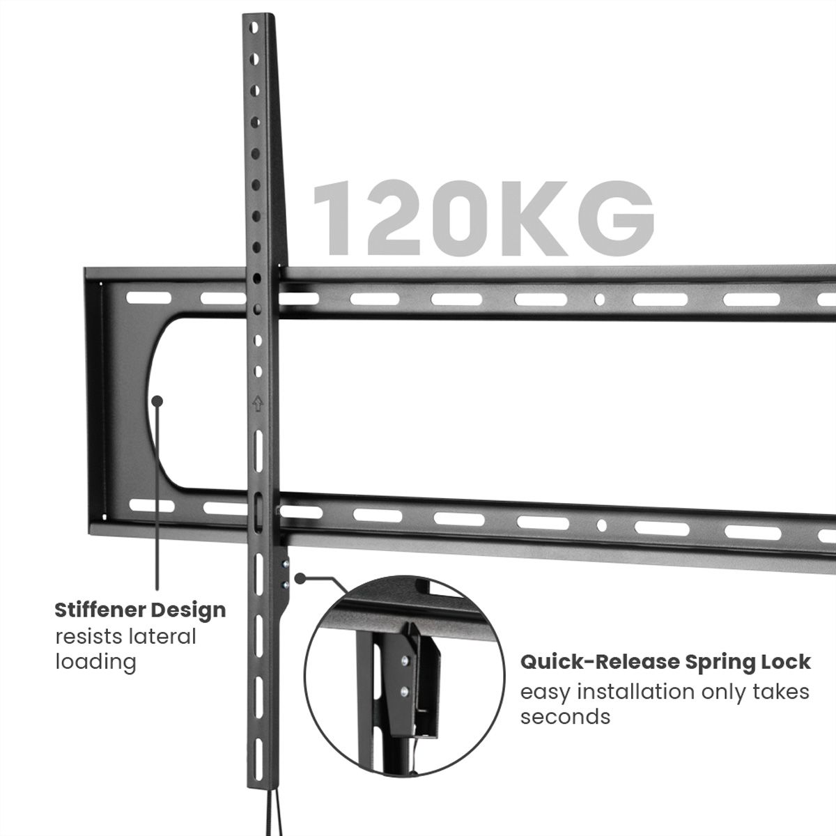 VALUE Support mural TV, distance murale de 35 mm, fixe, 60–120 pouces, jusqu'à 120 kg