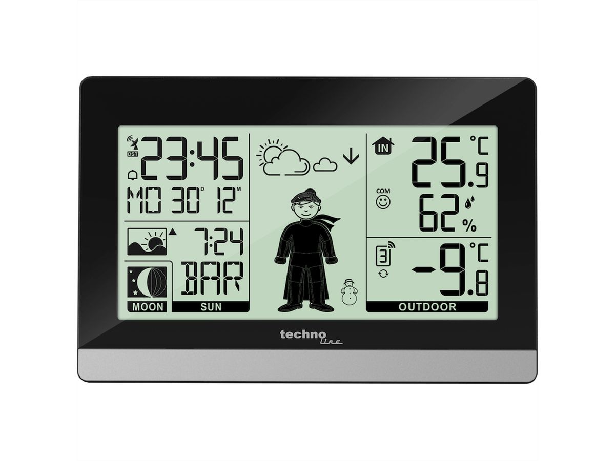 Technoline Wetterstation WS9612 schwarz Wohlfühlindikator, Mondphasenanzeige