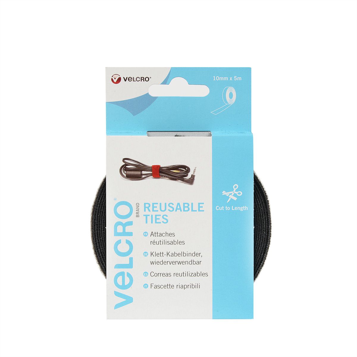 VELCRO® ONE-WRAP Bande 10mmx5m noire, réutilisable