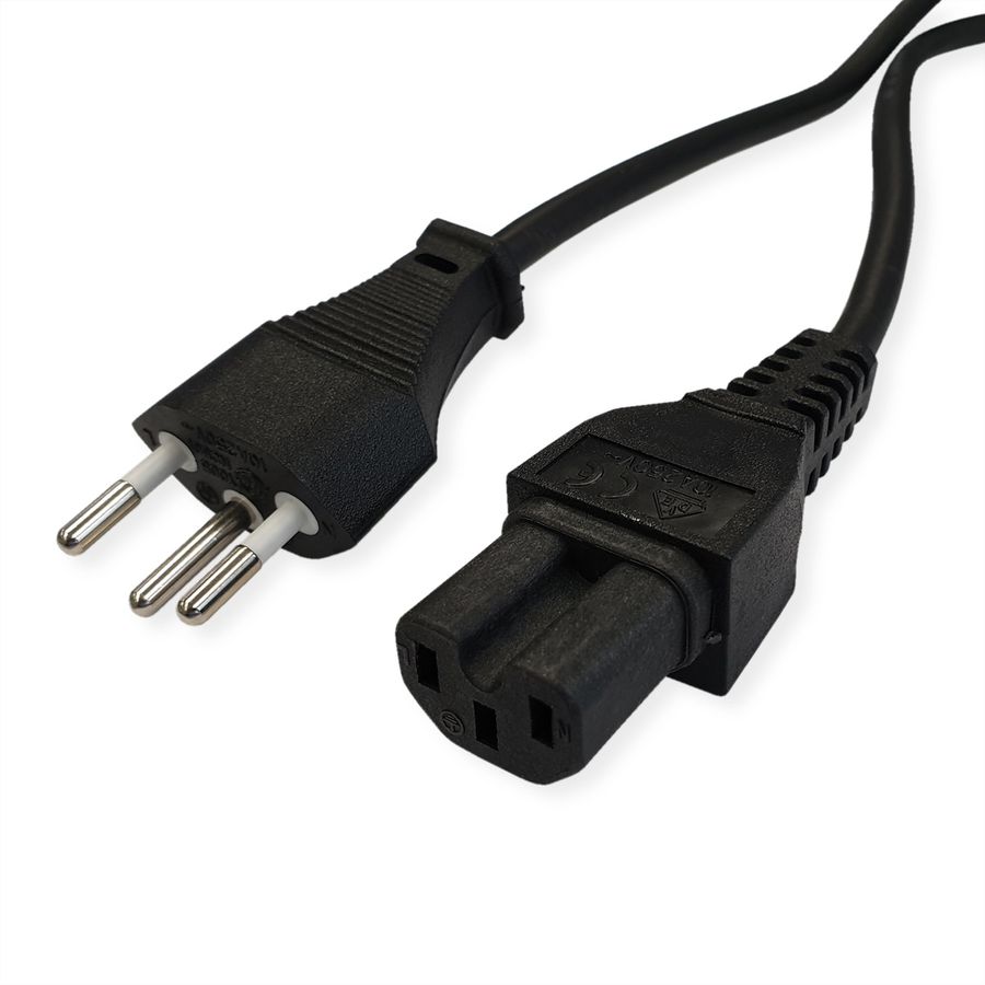 VALUE Netzkabel T12 auf C15, schwarz, 1,8 m