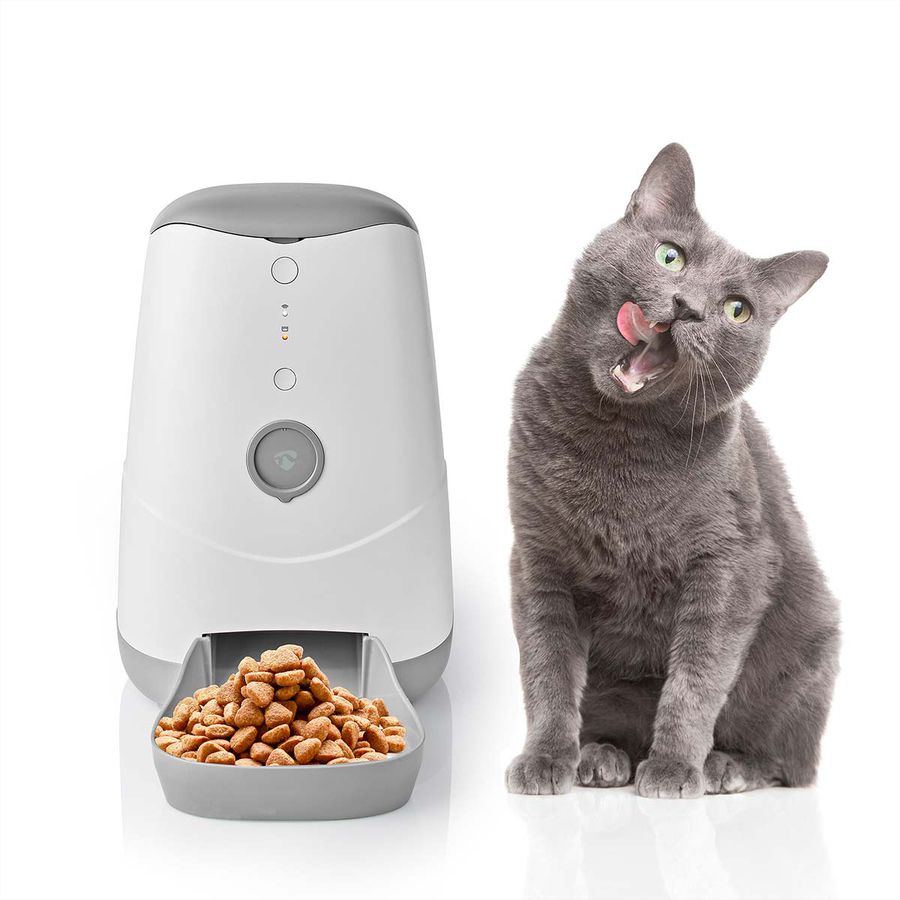 Nedis SmartLife Futterspender Wi-Fi 3.7 l für Hunde und Katzen, Android™ / IOS, Weiss,Grau