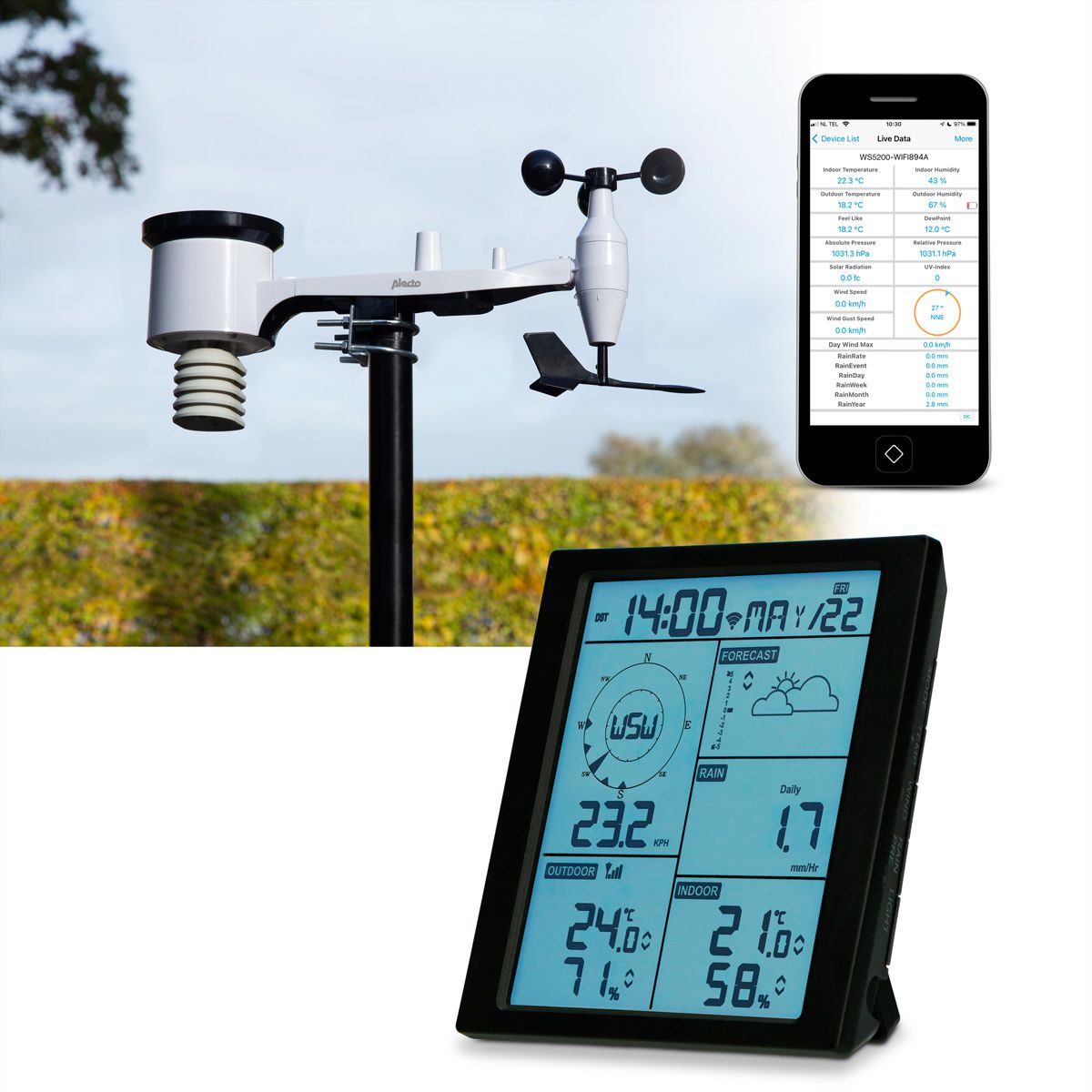 Alecto Wetterstation WS5200 6 in 1 WIFI mit App