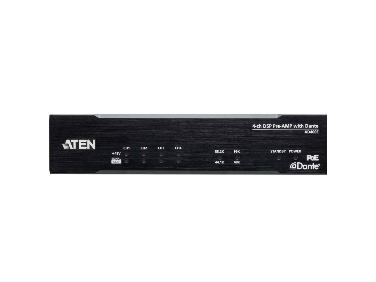 ATEN AD400E Préamplificateur micro/ligne 4 canaux avec DSP et sortie Dante
