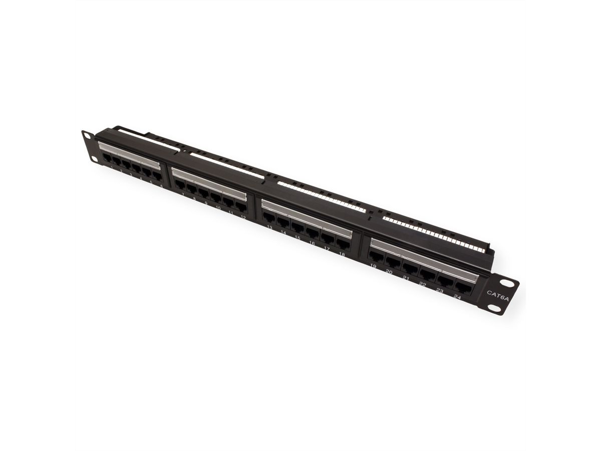 TELEGÄRTNER Panneau de brassage 19" MPP24, 1 U, Cat.6A (Classe EA) (ISO/IEC), 24 ports, noir