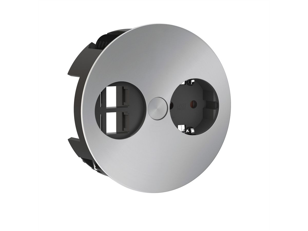 BACHMANN TWIST 1x contact de protection, 2x Keystone, connecteur GST18, Chargeur USB 60W 2,0m GST18, chrome, 0,2 m