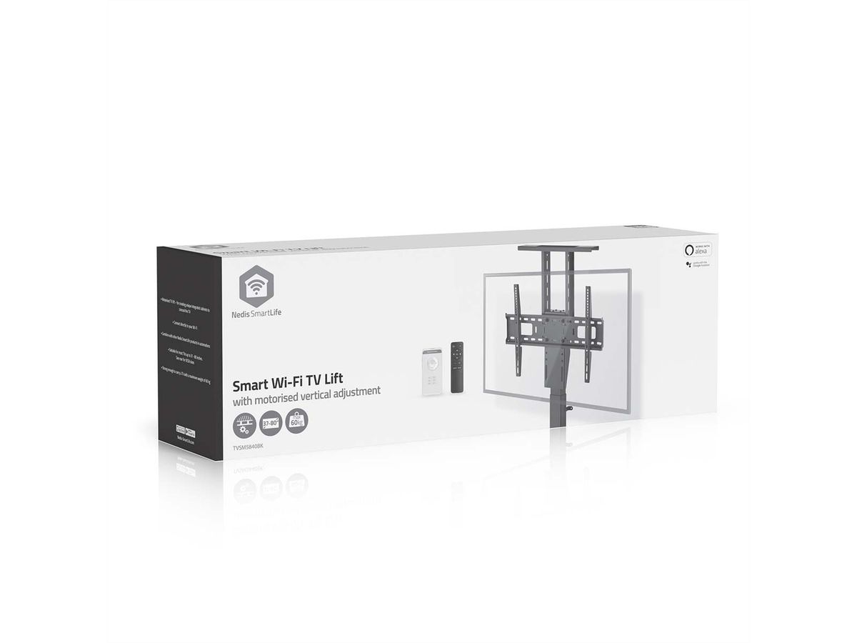 Nedis SmartLife motorisierter TV-Lift 37–80" schwarz, Einbau, 60 kg, 79–184 cm Hub