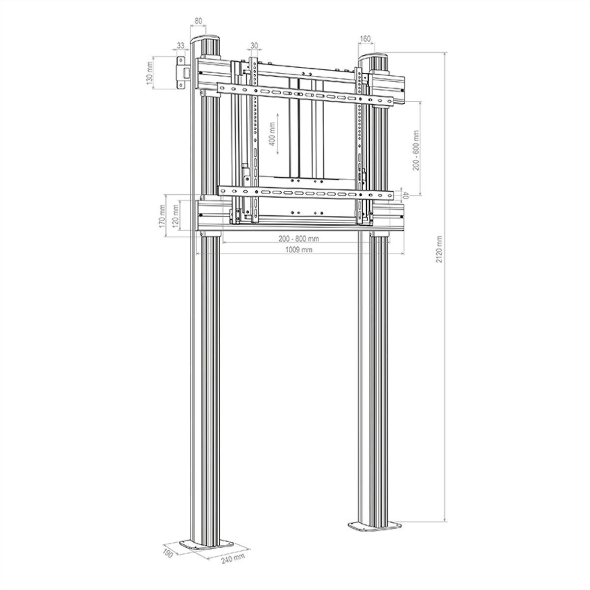 Hagor Support mural HP Counterbalanced Floor-Wall HD, noir