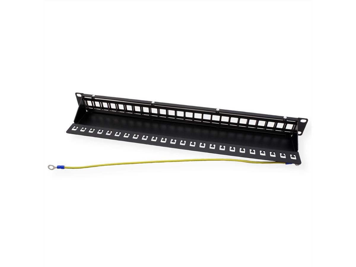 VALUE Panneau de brassage 19" pour keystones, 24 ports, 1U, blindé, noir