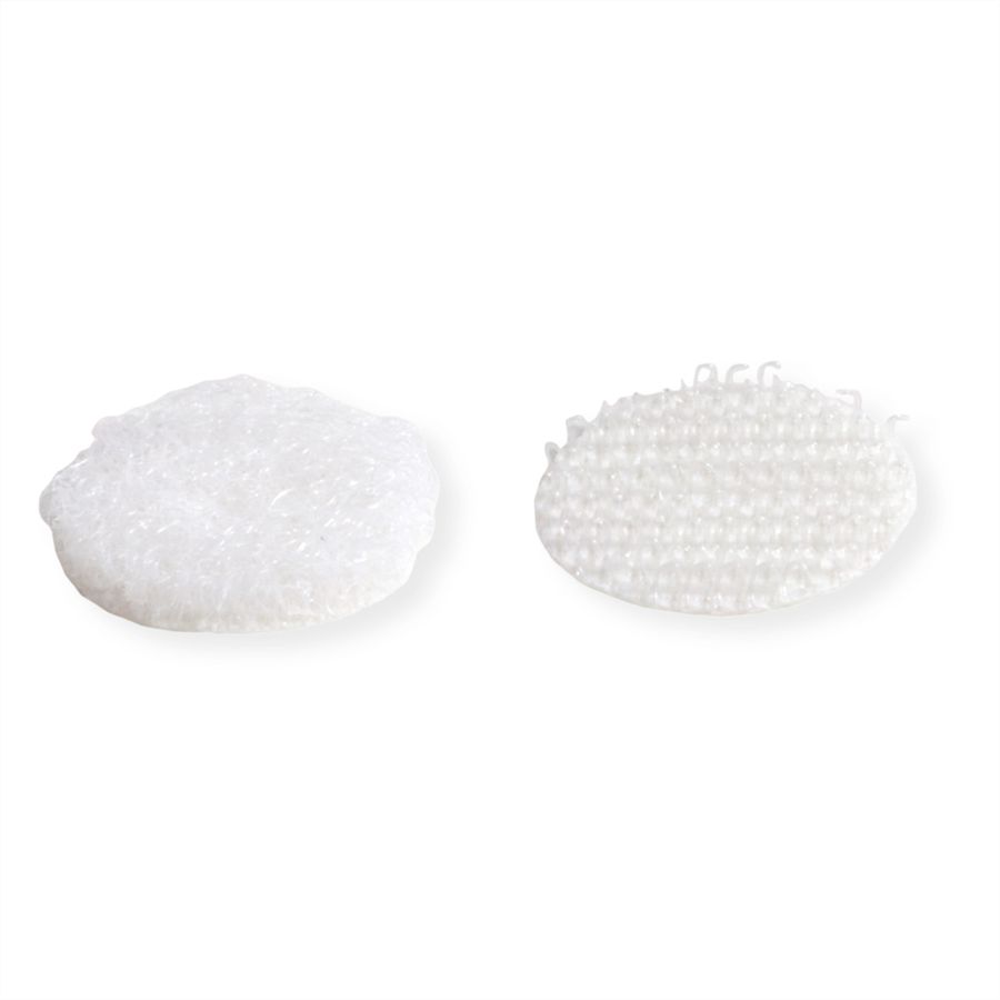 VELCRO® Boutons ronds 16mm x 16 blancs, crochets & velours autocollants