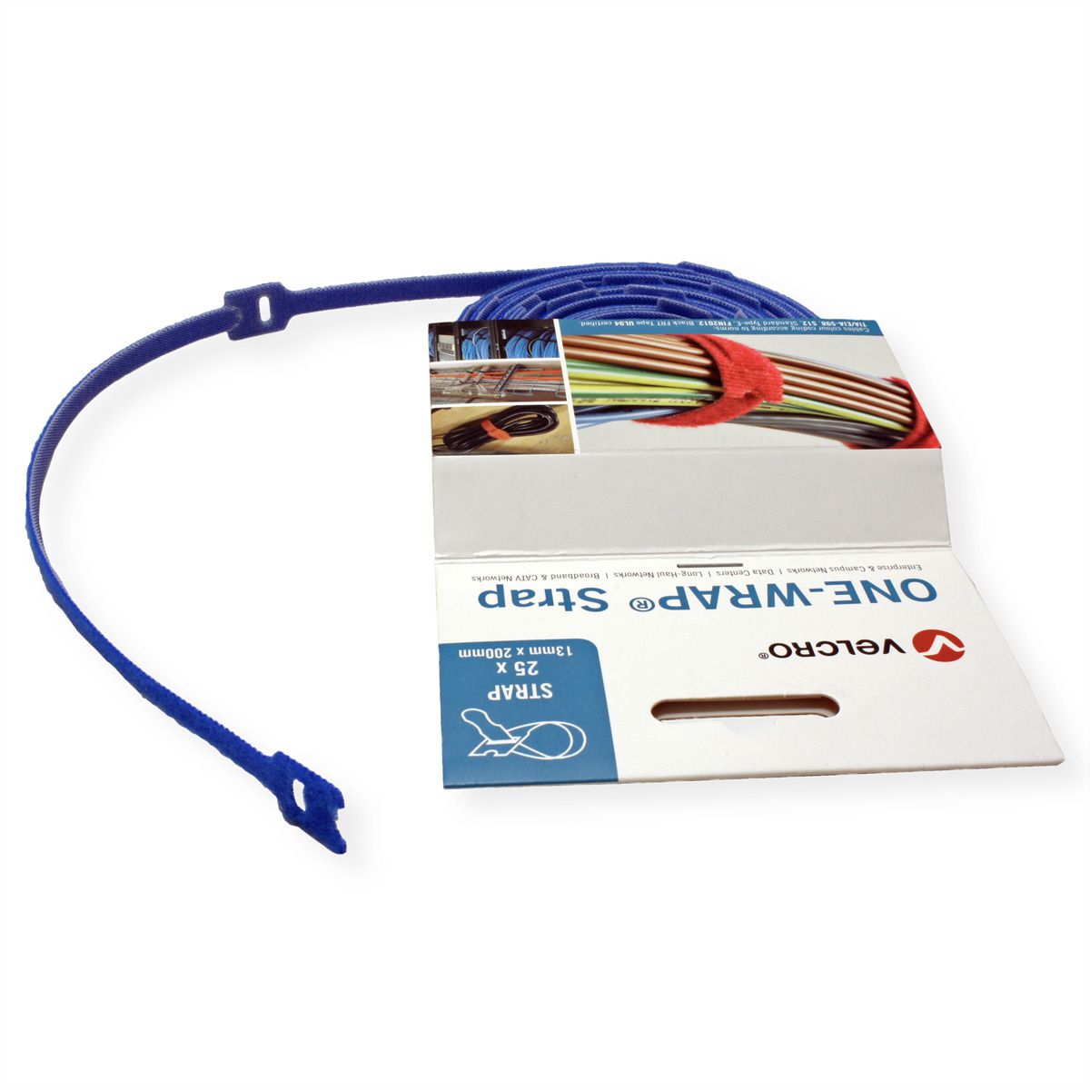 VELCRO® One Wrap® Strap 13mm x 200mm, 25 pièces, bleu