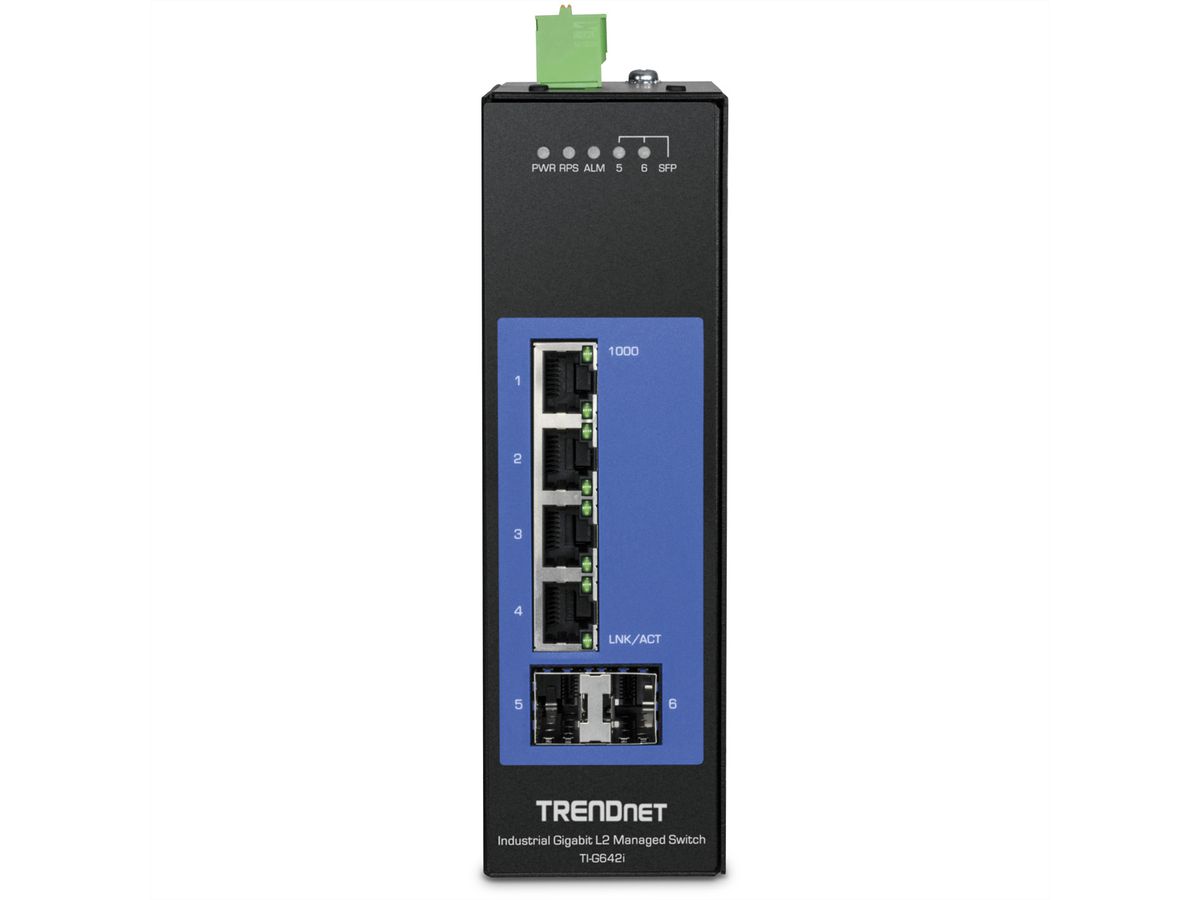 TRENDnet TI-G642i Switch rail DIN industriel administrable L2 Gigabit à 6 ports