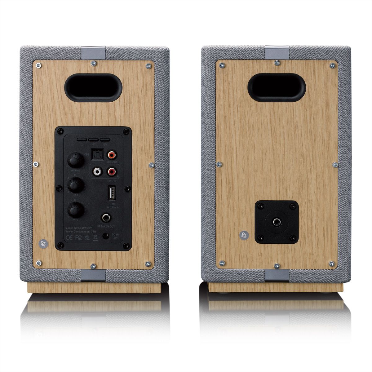 Lenco Aktiv Lautsprecher, 2x40W, Wood,, BT, opt.In, USB, AUX, SUB-Out, IR-FB.