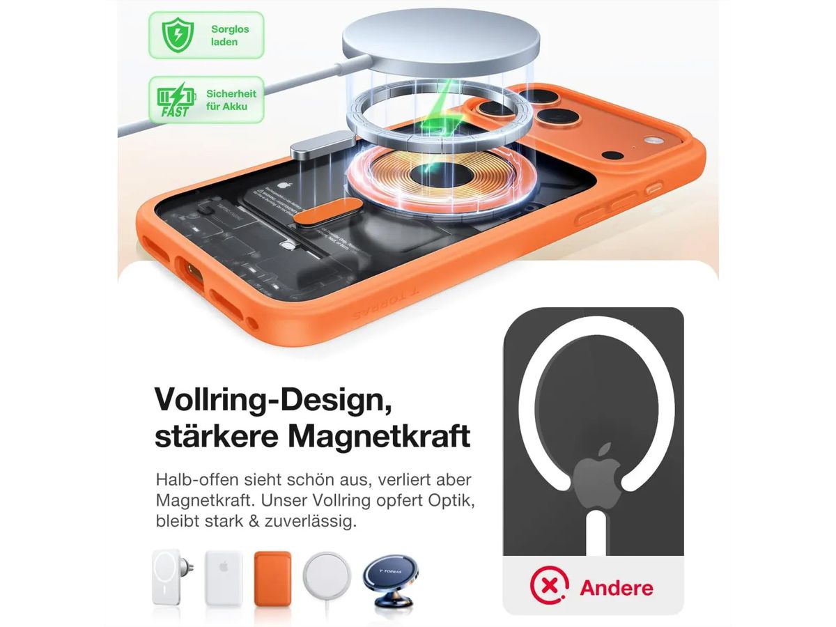 Torras Guardian Schutzhülle, iPhone 17 Pro Max, MagSafe, orange