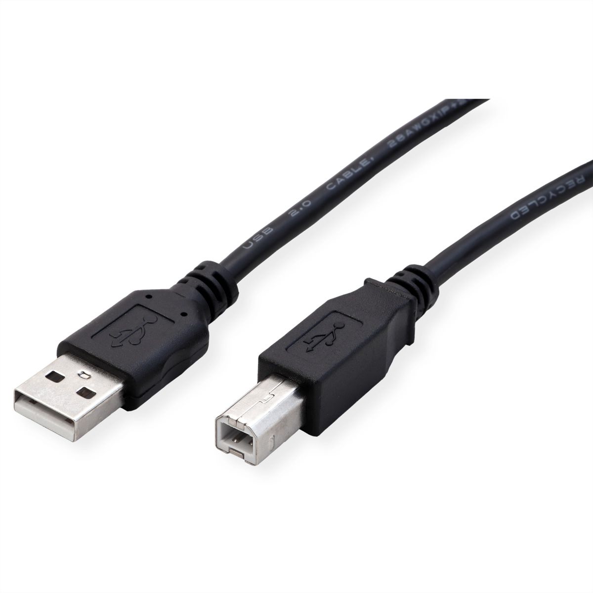 ROLINE RM Câble USB 2.0, type A-B, noir, 0,8 m