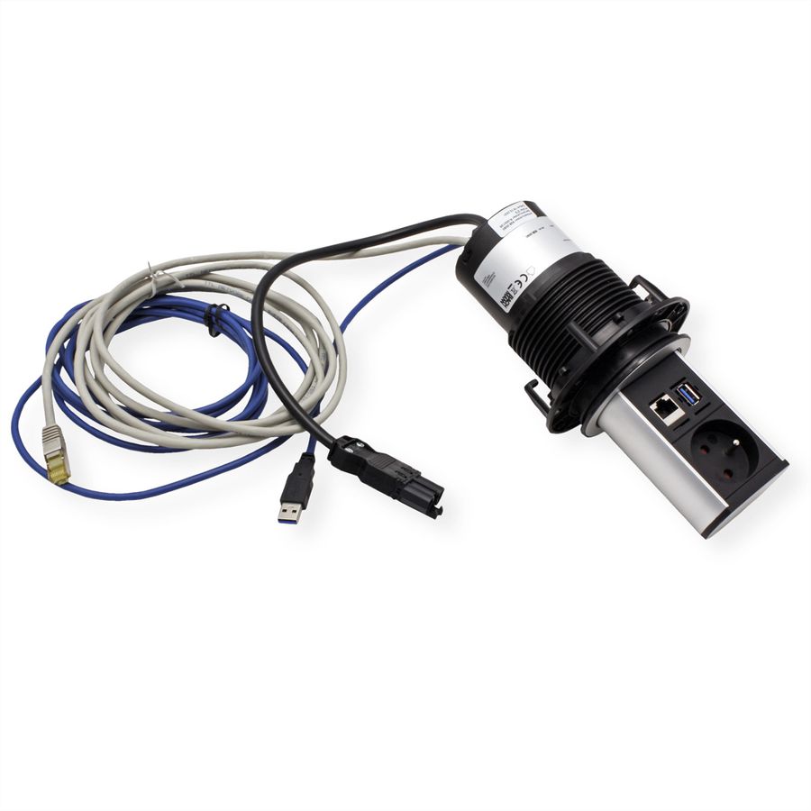 BACHMANN ELEVATOR 1xUTE 1xUSB 1xCAT6A 0,5m GST18 Aluprofil eloxiert