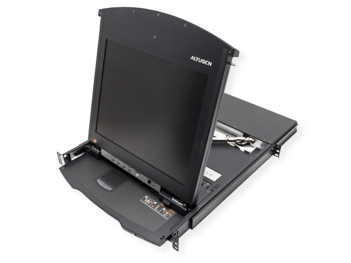 ATEN KL1516AiM KVM Over-IP Switch, 43cm TFT, VGA, PS/2-USB über Kat 5, 16 Ports, DE-Layout