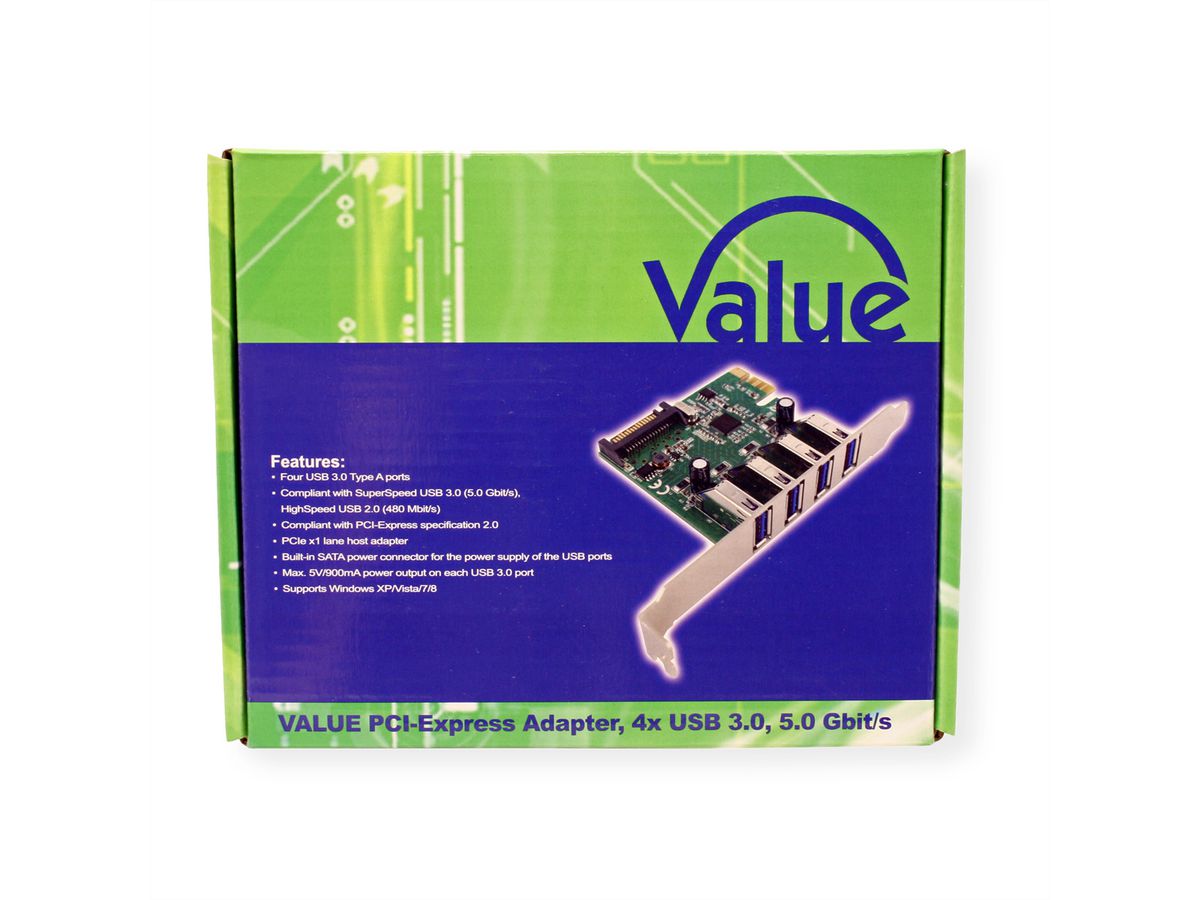 VALUE PCI-Express-Karte, USB 3.2 Gen 1, 4 Ports