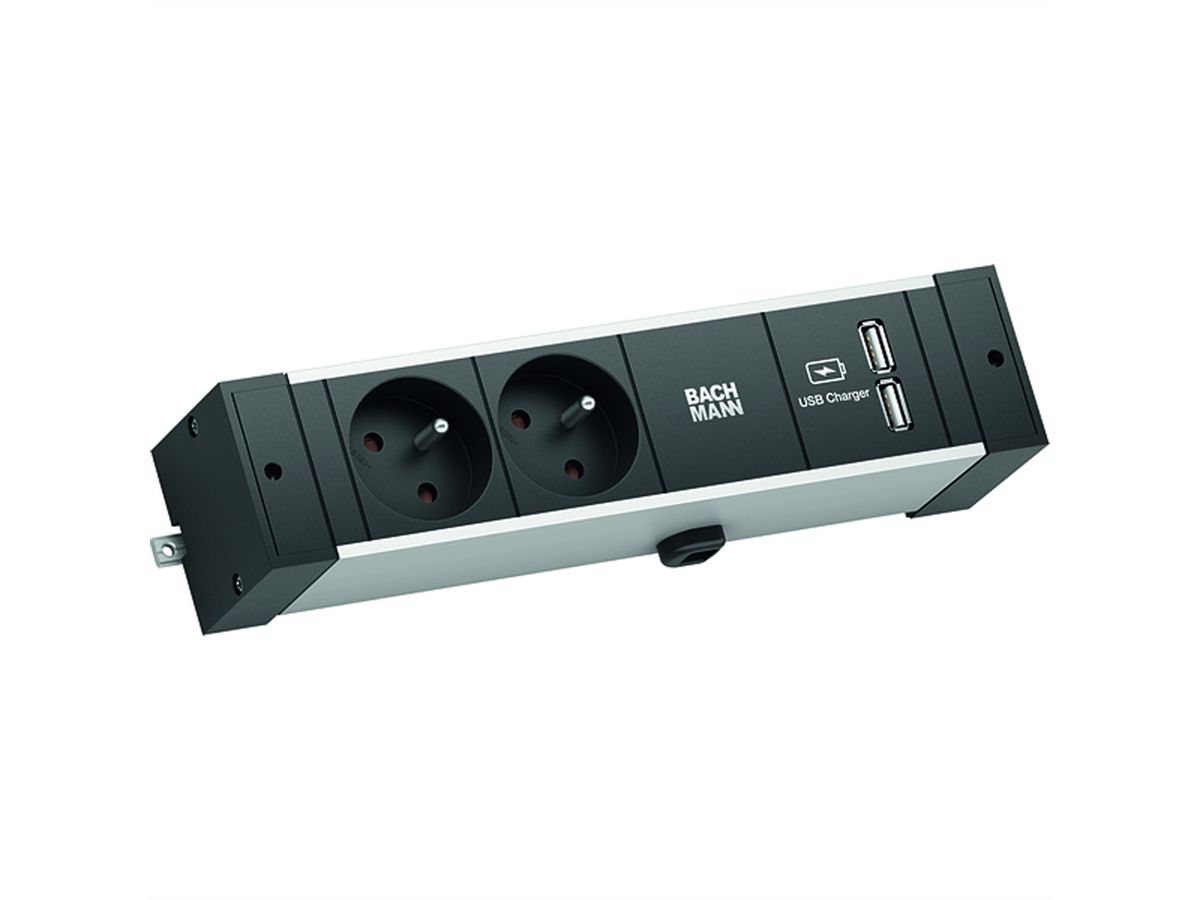 BACHMANN DESK RAIL 2xUTE 1xUSB Charger 2,0m GST18