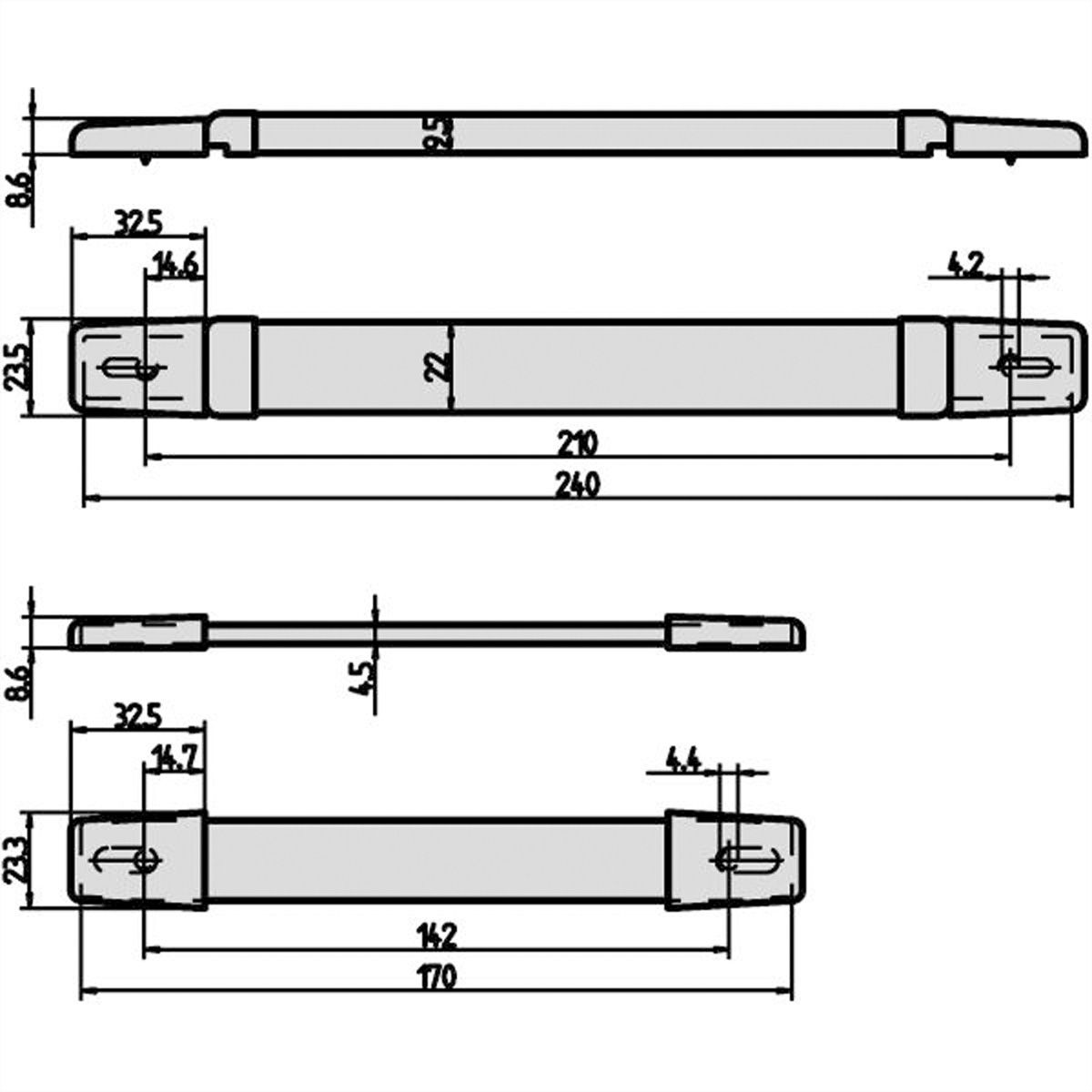 SCHROFF Bandgriff, Breite 22 mm - BANDGRIFF 170MM SCHWARZ