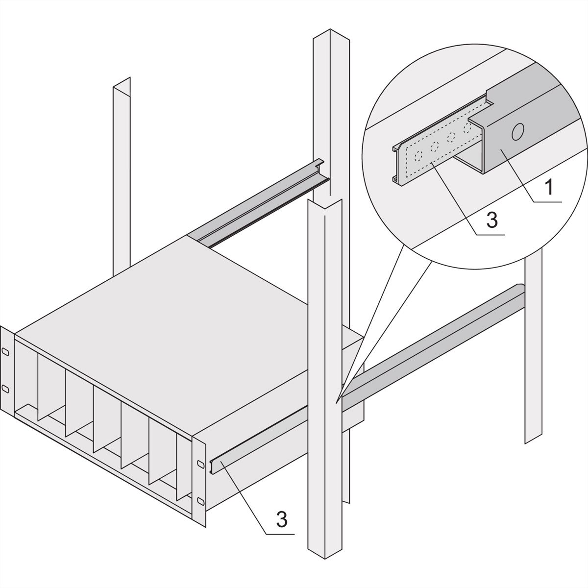 Adaptateur de profilé en C SCHROFF pour bacs à cartes montés dans des armoires, 475 mm