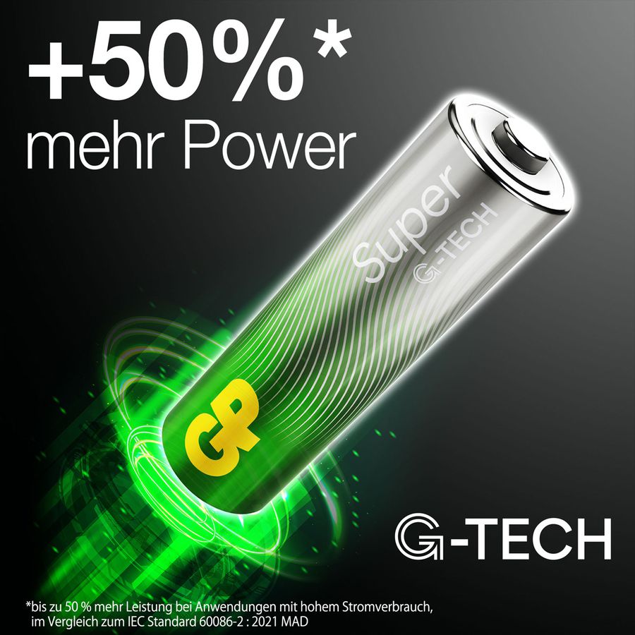 GP Batterie Super Alkaline AAA 80x, 1,5V,G-TECH, Flat-Pack