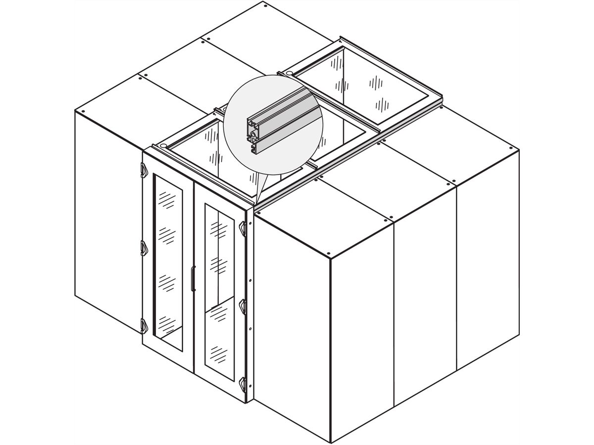 SCHROFF Couvercle de protection d'allée avec verre de sécurité, 1200W 600D