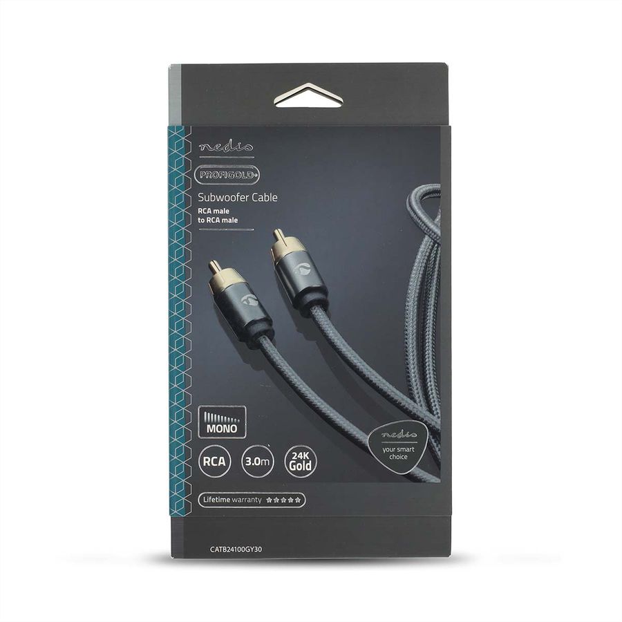 Nedis Subwoofer Kabel, 2x RCA, ST/ST, grau, 3 m