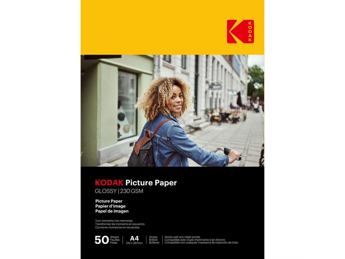 Kodak Fotopapier - 50 Blatt A4, 230g/qm, 21cm x 29.7cm, Hochlglanz