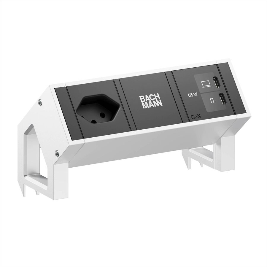 BACHMANN DESK2 1xCH 90° 1xUSB C/C 65W, L=0,2m INOX