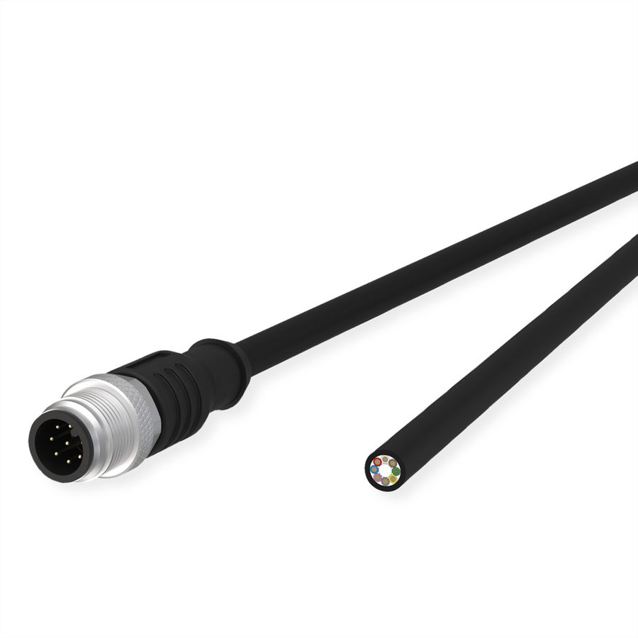 METZ CONNECT Câble de capteur/actionneur M12, codage A, M12 connecteur droit - extrémité ouverte, noir, 1 m