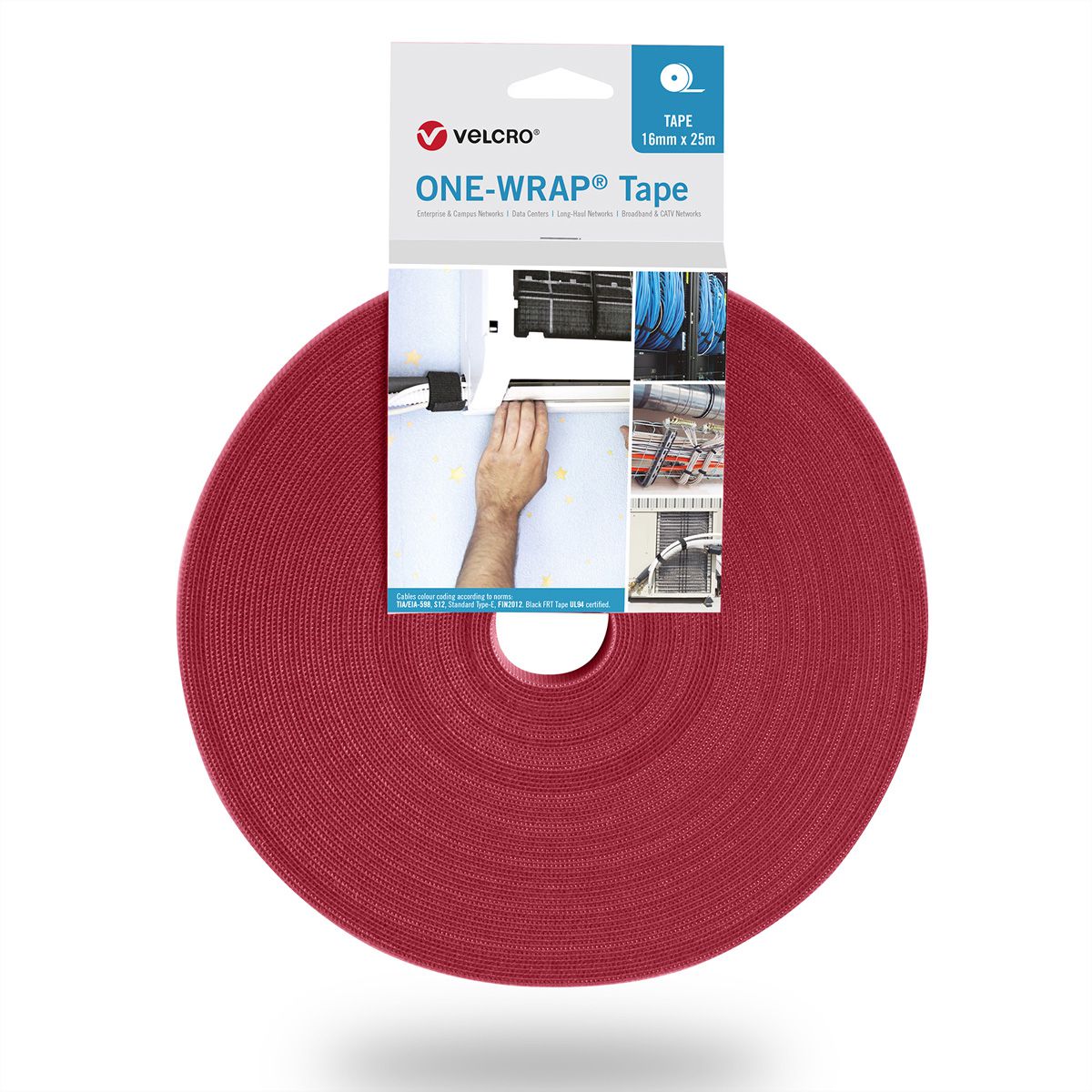 VELCRO® One Wrap® Bande 20 mm, rouge, 25 m