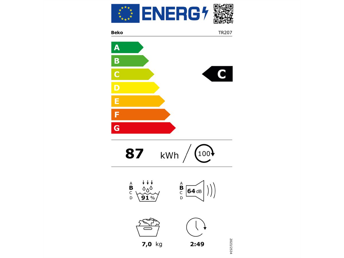 Beko Wäschetrockner TR207, 7kg, C