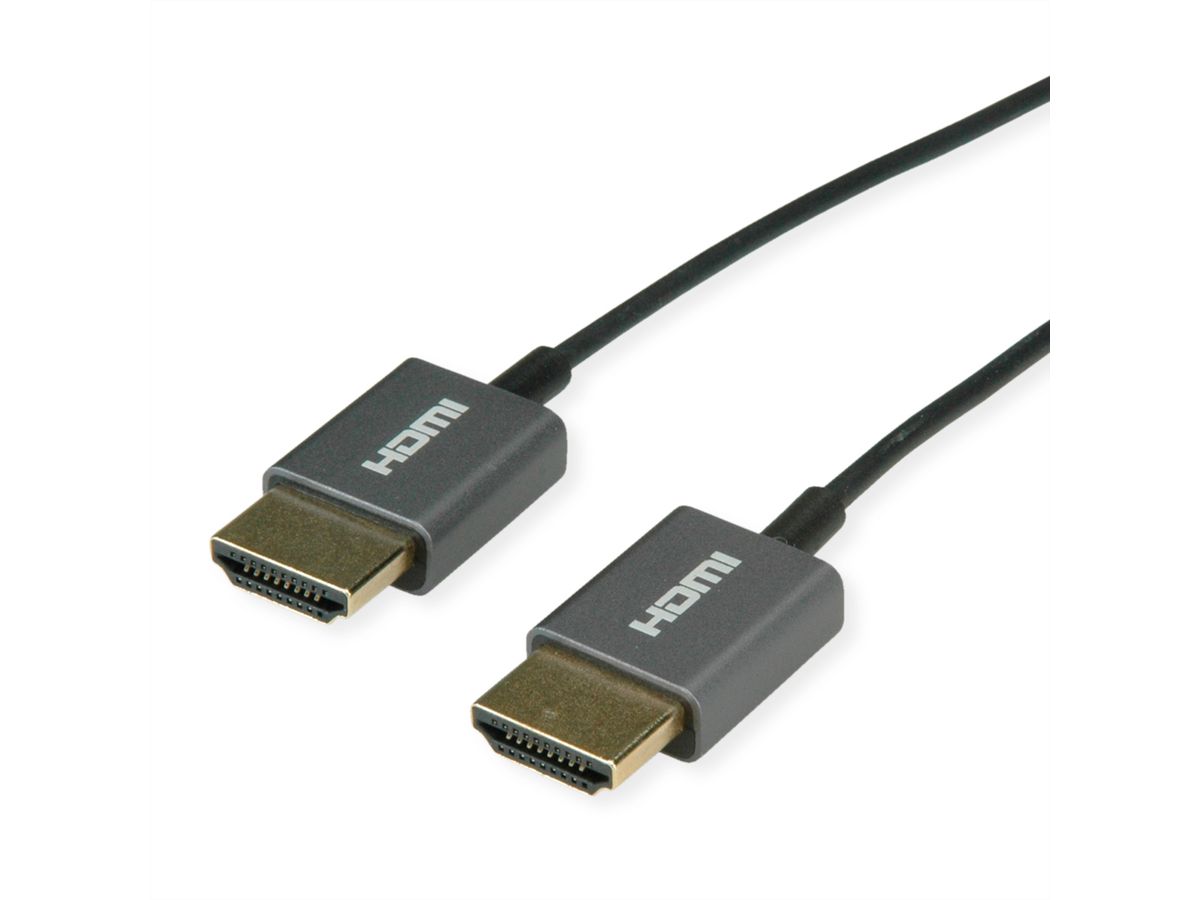ROLINE Câble HDMI Ultra HD avec Ethernet, M/M, Ultra-Slim, coaxial, noir, 1,5 m