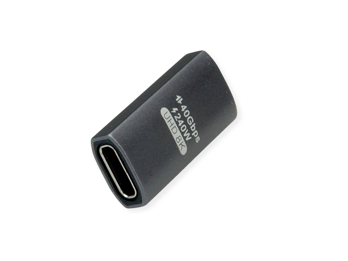 ROLINE USB4 Gen 3x2 Adapter Typ C ST/BU, Aluminium, 90°, gedreht, silberfarben