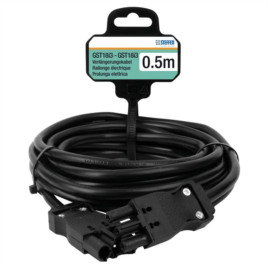 Steffen Verlängerungskabel Td, GST18i3-GST18i3, 0.5m schwarz